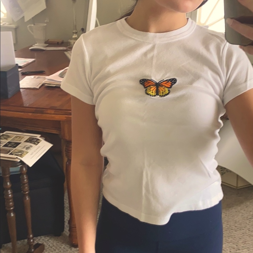 John Galt butterfly T-shirt white